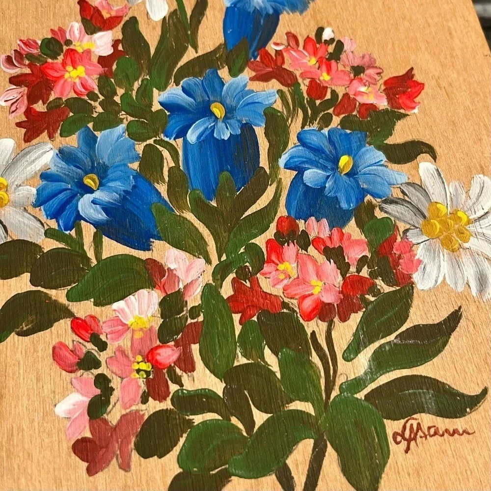 Vintage Wooden Hand Painted Jewelry Box With Mirror Germany